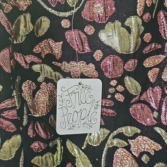 Free People Black Merallic Fit and Flare Mini Dress Size Small, NWT - Picture 7 of 9